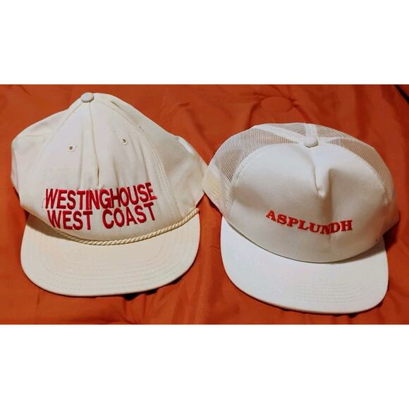 2-Vintage Trucker Hats Asplundh & Westinghouse Snapbacks Made In The USA - Picture 2 of 6